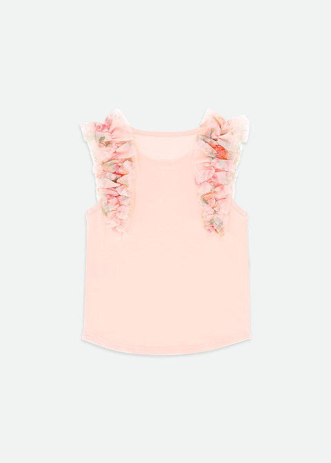 COMPLETO CANOTTA E GONNA IN TULLE A FIORI TONI/GEORGIAN PEACH ANGELS FACE 