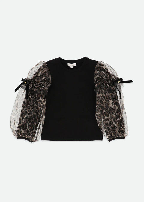 T-SHIRT MACULATA LUREX LILA BLACK LEOPARD ANGEL'S FACE 