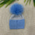 CAPPELLO IN LANA CON POM PON IN VOLPE IN6871 CIELO/GRIGIO MARLU 