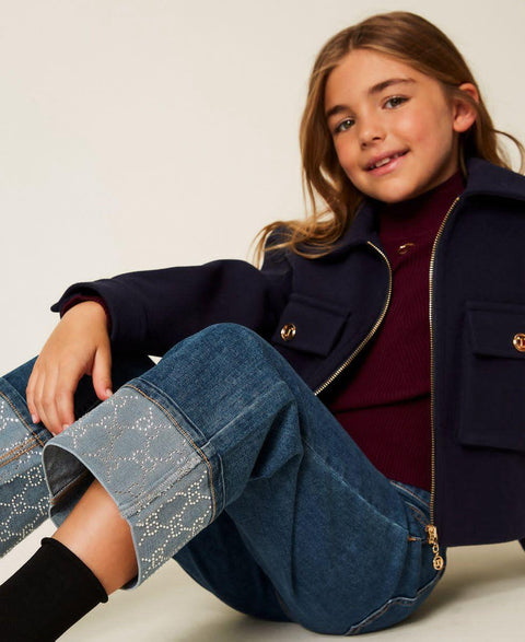 JEANS CON RISVOLTO E STRASS 252GJ2190 07282 TWIN SET 