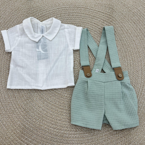 SALOPETTE E CAMICIA IN COTONE 11332 MENTA CALAMARO 