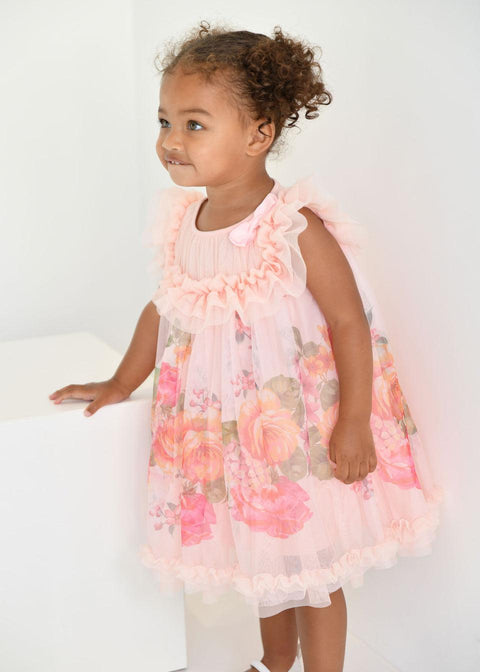 ABITO IN TULLE A FIORI DOMINIQUE.BORDERBABY PEACH ANGEL'S FACE 