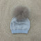 CAPPELLO IN LANA CON POM PON IN VOLPE IN5371 CIELO/TORTORA MARLU' 