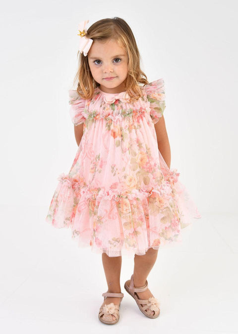 ABITO IN TULLE A FIORI ROSEBUD PEACH ANGELS FACE 