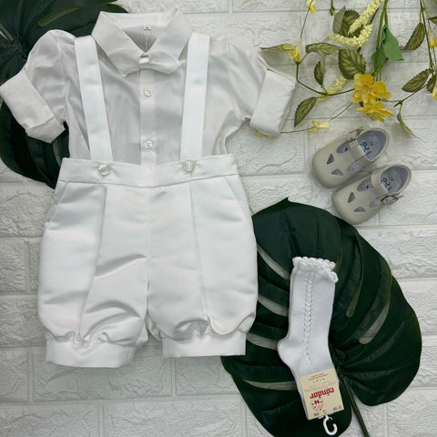 SALOPETTE CON CAMICIA E PAPILLON IM22E3200 PANNA ISABEL&MARTINEZ 