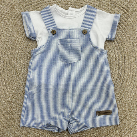 SALOPETTE E T-SHIRT IN COTONE 11315 CIELO CALAMARO 