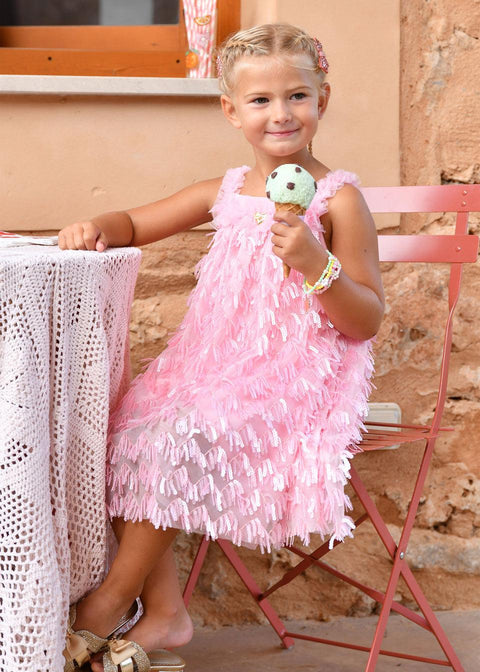 ABITO CON FRANGE IN PAILLETTES ALISON PINK ANGEL'S FACE 