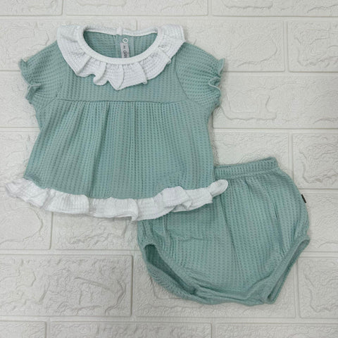COMPLETO IN COTONE A NIDO D'APE 11273 MENTA CALAMARO 